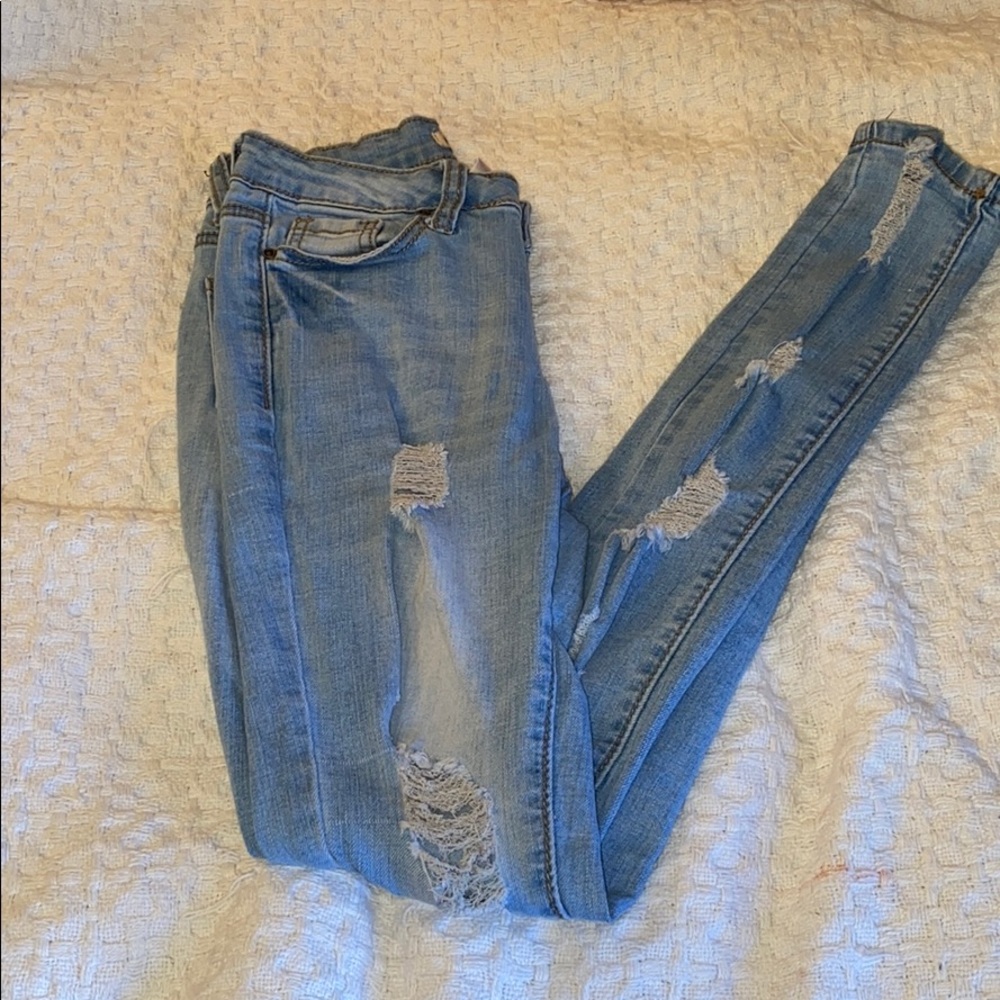 Ripped blue jeans